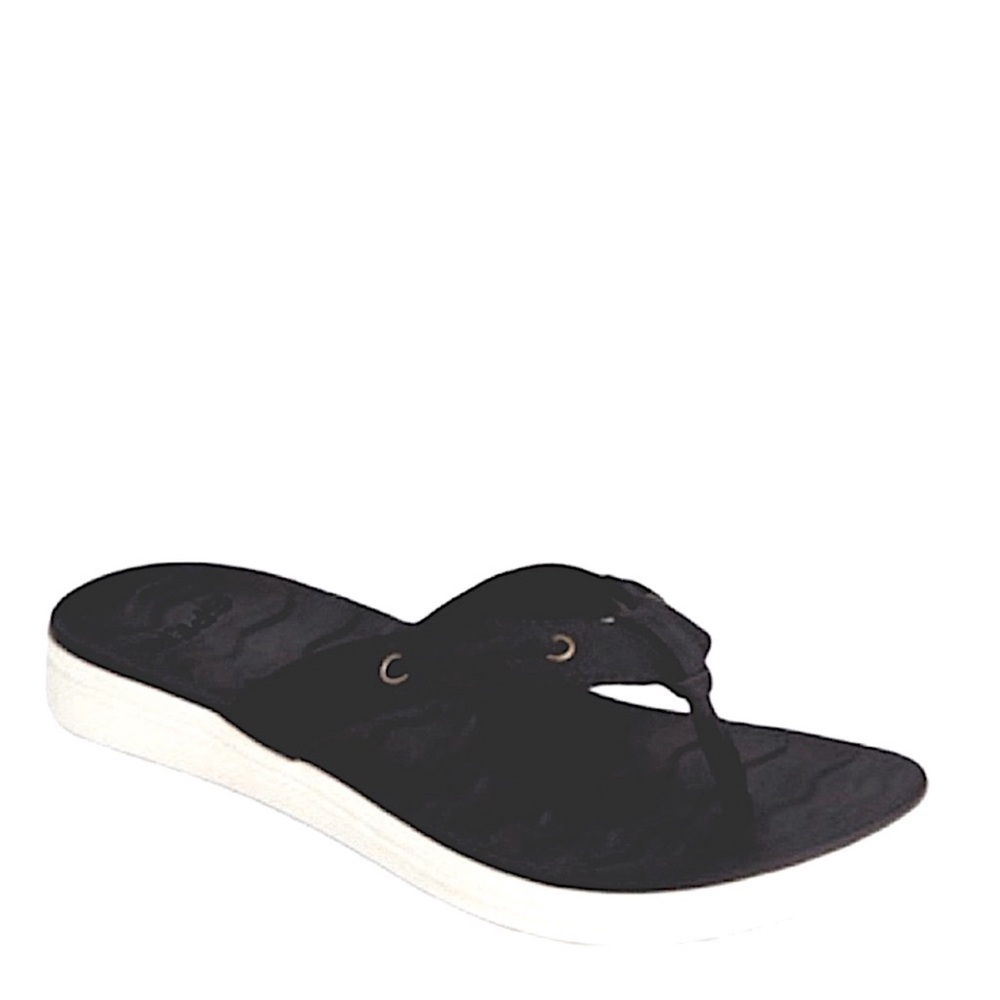 NEW Sperry Adriatic Leather Sandals Skip Lace Flip Flops Black Size 6 - Picture 3 of 11